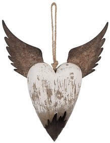 Dekorácia závesné srdce s anjelskými krídlami Angel Rustic L - 25*4*30 cm