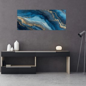 Obraz - Modrá mramorová abstrakcia (120x50 cm)
