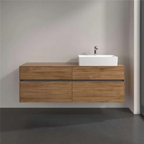 VILLEROY &amp; BOCH Collaro závesná skrinka pod umývadlo na dosku (umývadlo vpravo), 4 zásuvky, 1600 x 500 x 548 mm, Oak Kansas, C13600RH