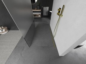 Mexen Kioto, sprchová zástena Walk-In 100 x 200 cm, 8mm číre sklo-námraza, zlatý matný profil, 800-100-002-55-35