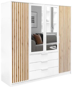 Skriňa Bali D4 lux biela/wotan/zrkadlo