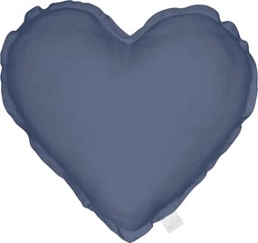 Ľanový vankúš srdce džínsová 44cm