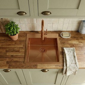 Rea Leo 40, 1-komorový nerezový drez 400x450x185 mm, medená matná, ZLE-06016