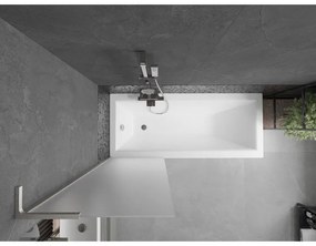 Mexen Next L, 1-krídlová vaňová zástena 60 x 150 cm, 6mm sklo námraza, 6mm číre sklo, profil brúsená oceľ, 895-060-000-03-30-97