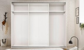 Šatníková skriňa so zrkadlom Daria, 270 cm, dub/biela