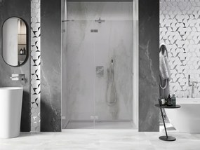 Mexen, Mexen Lunar ľavé výklopné sprchové dvere 130 cm, transparentné, brúsený nikel - 834-130-000-97-00-L
