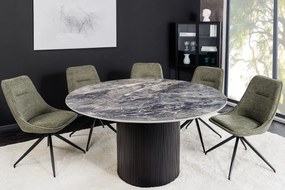 Jedálenský stôl UNIQUE 120 cm okrúhly s tmavým rámom, keramicko-sivým mramorovým vrchom