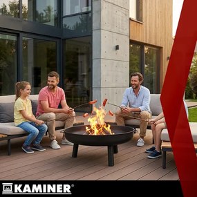 Záhradné ohnisko 80 cm – veľký záhradný krb na drevo s rukoväťami