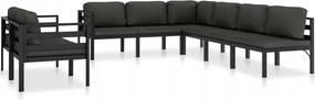 vidaXL 8-dielna záhradná sedacia súprava+podložky, hliník, antracitová