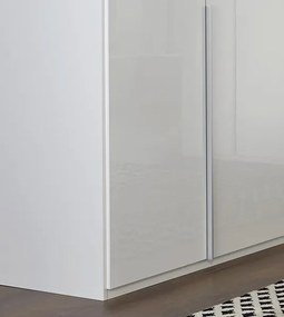 Šatníková skriňa New York D, 180 cm, biela / biely lesk