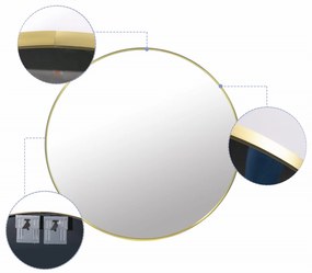 Zlaté nástenné okrúhle zrkadlo LEOBERT - rôzne veľkosti Priemer zrkadla: 80 cm