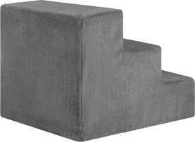 Sivé schody pre psov a mačky, 3 schody, mäkký plyš