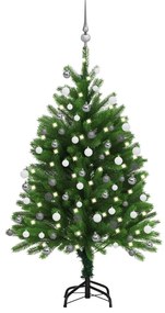 Umelý vianočný stromček s LED a súpravou gulí 120 cm zelený 3077725