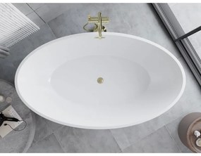 Mexen Nike, voľne stojaca vaňa 175 x 100 cm, biela-čierna, zlatý matný prepad, 54071751075-55