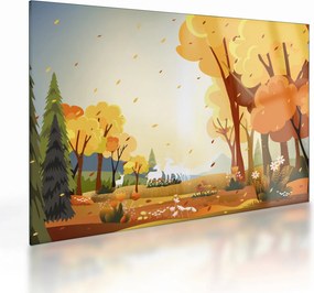 Sklenený obraz - Jesenná krajina, ilustrácie (70x50 cm)