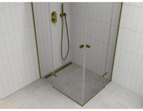 Mexen Roma Duo, sprchovací kút 100 (dvere) x 90 (dvere) cm, 6mm číre sklo, zlatý profil, 854-100-090-50-00-02