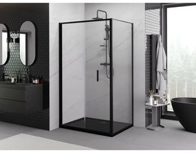 Mexen Exo, sprchovací kút so skladacími dverami 95 x 80 cm, 6mm číre sklo, čierny profil, 816-095-080-70-00