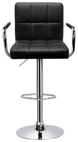 Barová stolička, čierna ekokoža/chróm, LEORA 3 NEW