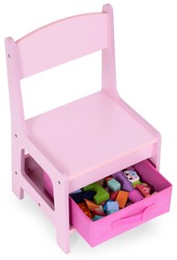 Zostava detského nábytku, stôl + 2 stoličky, kriedová tabuľa, ružová, ECOTOYS