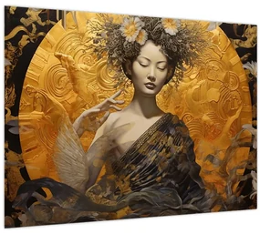 Sklenený obraz - Japonská dáma (70x50 cm)