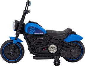 Ramiz Elektrická motorka Chopper FASTER na batérie pre deti modrá + FM rádio + audio panel + LED