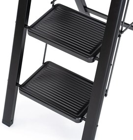 4Home Skladacie oceľové schodíky Steel, 3 stupne, čierna