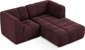 Vínovočervená zamatová rohová pohovka (pravý roh/s leňoškou) Aloha – Makamii