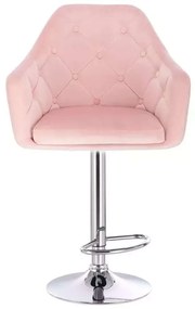LuxuryForm DESIGN Barová stolička ANDORA VELUR na striebornom tanieri - svetlo ružová