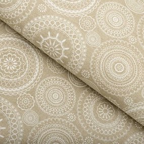 Biante Dekoračný behúň na stôl Leona LN-170 Biele mandaly na režnom 35x120 cm