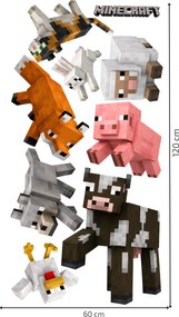 60x120cm Minecraft zvieratá - textilná nálepka na stenu