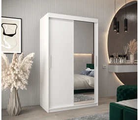 Šatníková skriňa 120 cm Toki 2 (Biela matná + Čierna matná). Vlastná spoľahlivá doprava až k Vám domov. 1064972