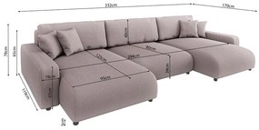 Svetloružová menčestrová rozkladacia/s úložným priestorom rohová pohovka Sara – Ropez