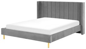 Manželská posteľ 180 cm VINNETTE (textil) (sivá) (s roštom). Vlastná spoľahlivá doprava až k Vám domov. 1018564
