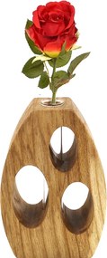 AMADEA Drevená váza oblá s otvormi, masívne drevo, výška 12 cm