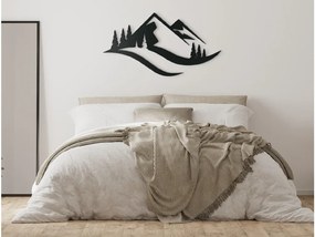 drevko Minimalistický obraz Hory a les Rozmer obrazu: 35 x 65 cm, Farba dekorácie: Čierna