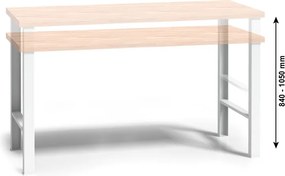 Pracovný stôl do dielne G3, buková škárovka, nastaviteľné kovové nohy, 2000 mm
