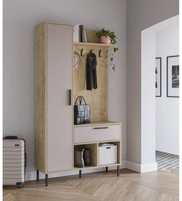 Predsieňová zostava v dekore duba v krémovo-prírodnej farbe 108x195x35 cm Heidy – Marckeric