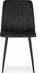 AKCIA Čierna zamatová stolička LAVA s čiernymi nohami II. akosť