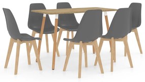 vidaXL 7-dielna jedálenská súprava, sivá