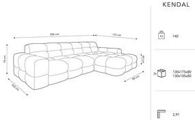 Svetlosivá zamatová rohová pohovka (pravý roh) Kendal - Micadoni Home