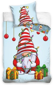 Tiptrade Vianočné bavlnené obliečky Škriatok s darčekmi, 140 x 200 cm, 70 x 90 cm