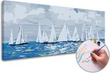 Maľovanie podľa čísel PLACHETNICE NA OBZORE – nízka náročnosť  40x80