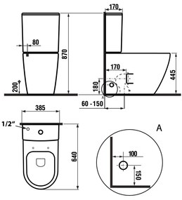 Sapho, TURKU RIMLESS WC kombi misa zvýšená, sp./zad.odpad, PC104WR