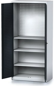 Policová dielenská skriňa 2-dverová MECHANIC, 3 police, 920 x 500 x 1950 mm, antracitové dvere