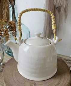 Biela porcelánová kanvica na čaj - 18*14*12 cm / 0,8L