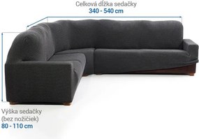 Super strečové poťahy NIAGARA antracitová rohová sedačka (š. 340 - 540 cm)