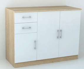 Komoda 3-dverová Universal, dub sonoma/biela