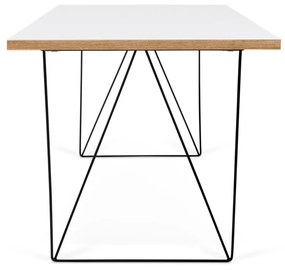 Biely pracovný stôl s čiernymi nohami TemaHome Flow, 140 x 75 cm