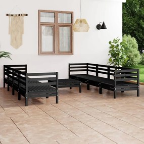 9-dielna záhradná sedacia súprava čierna borovicový masív 3082521