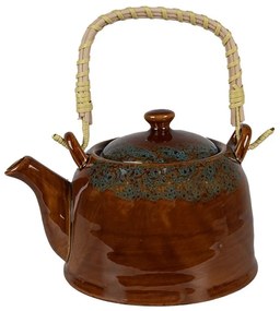 Hnedomodrá porcelánová kanvička na čaj - 14*12*12 cm / 0,75L